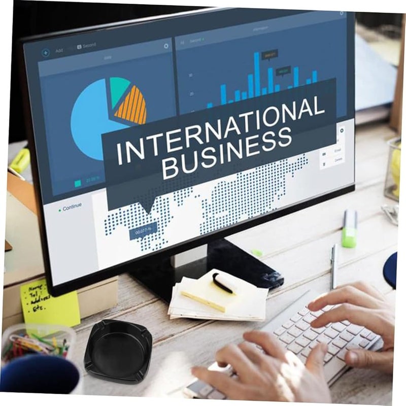 منفضة سجائر مربعة سوداء للاستخدام الداخلي والخارجي بتصميم بورسلين مقلد متين - Image 5